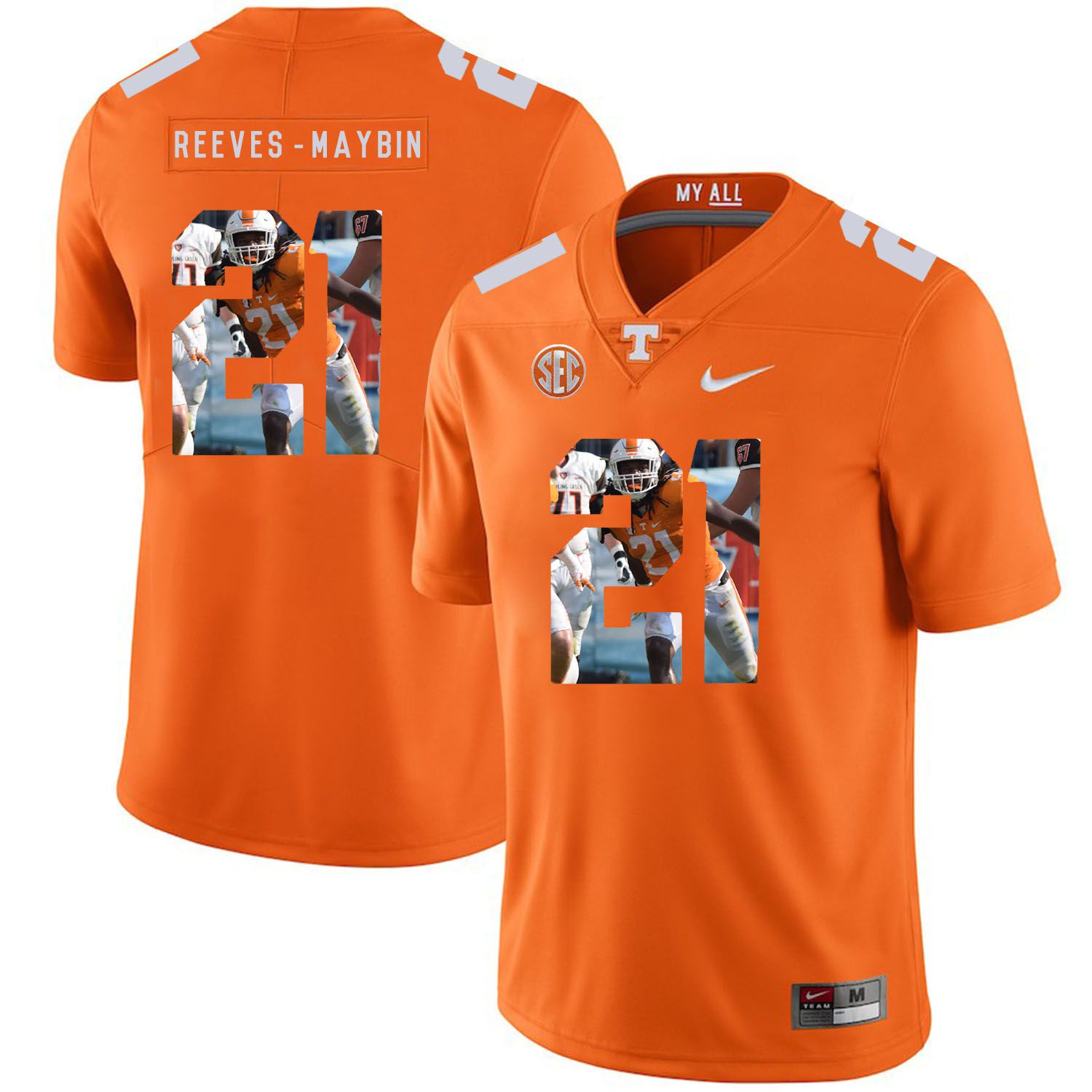 Men Tennessee Volunteers 21 Reeves-maybin Orange Fashion Edition Customized NCAA Jerseys